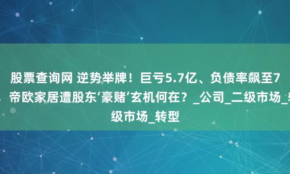 股票查询网 逆势举牌！巨亏5.7亿、负债率飙至72%，帝欧家居遭股东‘豪赌’玄机何在？_公司_二级市场_转型